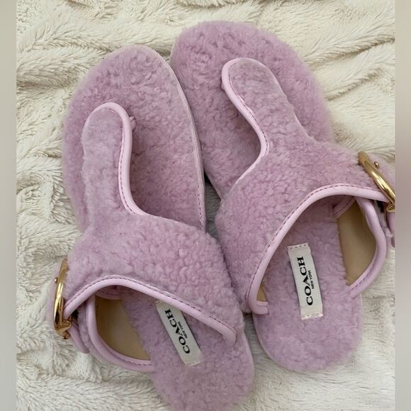Coach Hollie shearling Flip Flop pale pink - Picture 3 of 7